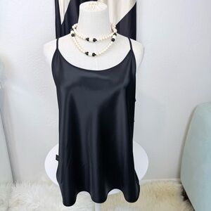 CO Essentials Black Triacetate Japanese Fabric Camisole Tank Top L Minimalist